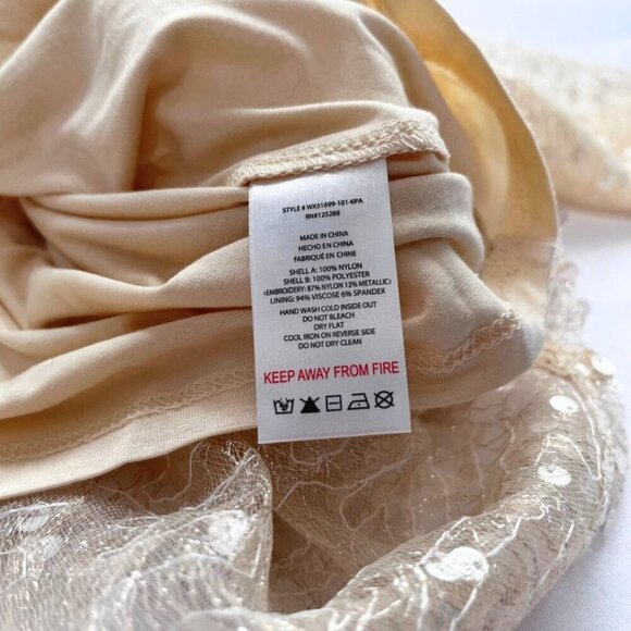 NWT JASON WU CHAMPAGNE SEQUIN ORGANZA LAYERED LONG SLEEVE CROP TOP - M - Picture 12 of 12